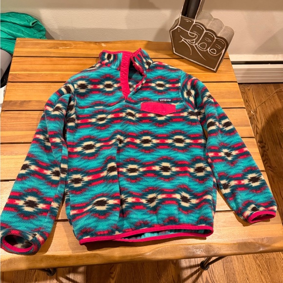 Patagonia Tops - Patagonia Women's Patterned Fleece Sweatshirt - Teal, Pink, Black